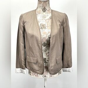 LOFT Taupe linen blend crop blazer size 6.